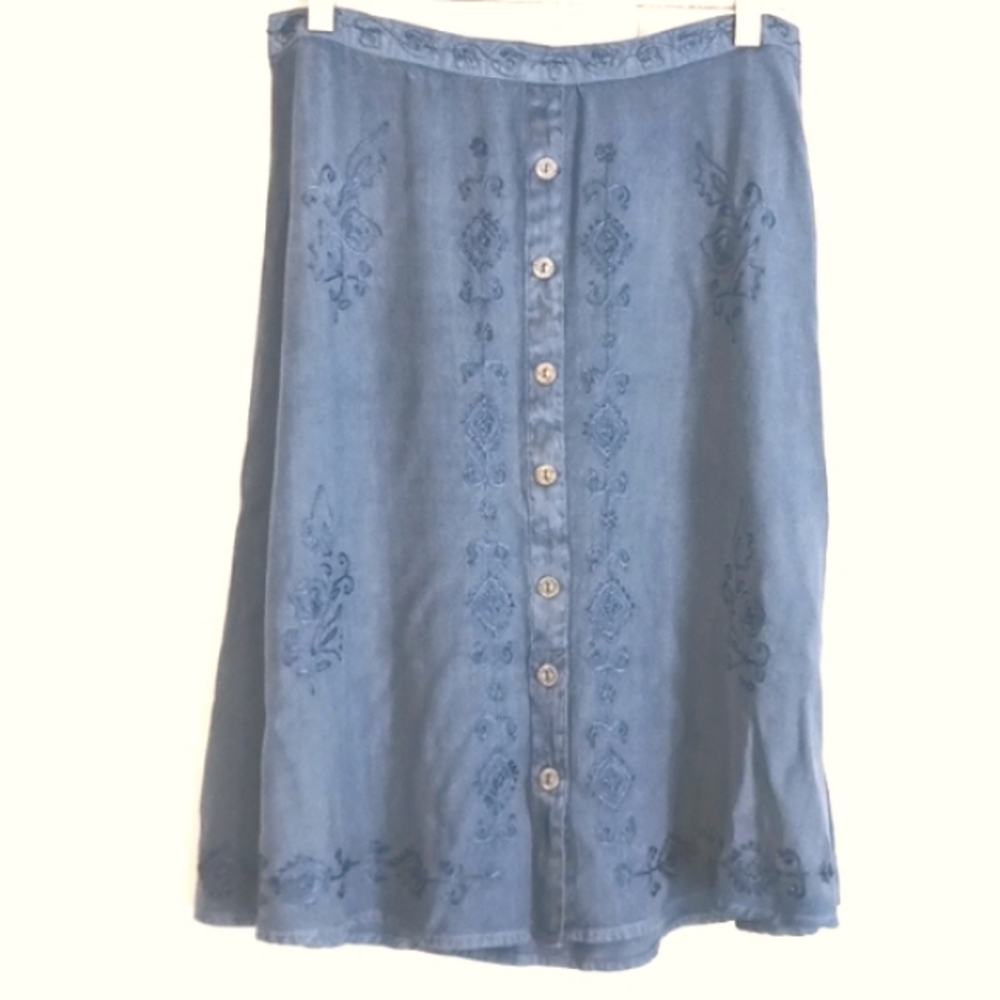 Soft Surroundings "Lizzie" Bijou Blue A- Line Skirt in Size XS 2-4 (NWT)